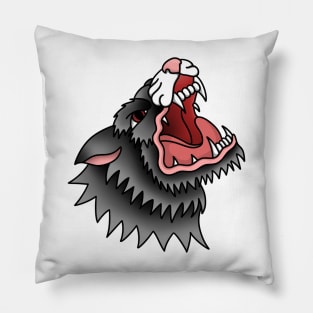 Angry Wolf - Traditional Tattoo Style Pillow