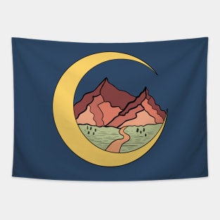 Crescent Moon Mountains Tapestry