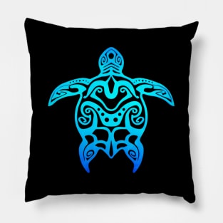 Ocean Blue Tribal Hawaiian Sea Turtle Pillow