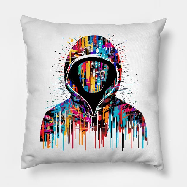 Hacker Game Urbain City Life Mistery Shadow Abstract Pillow by Cubebox