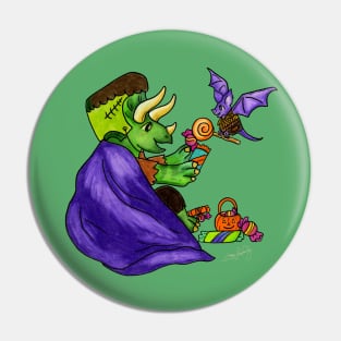 Halloween Triceratops Trick-or-Treat Pin