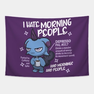 Depresso Hates Mornings Tapestry