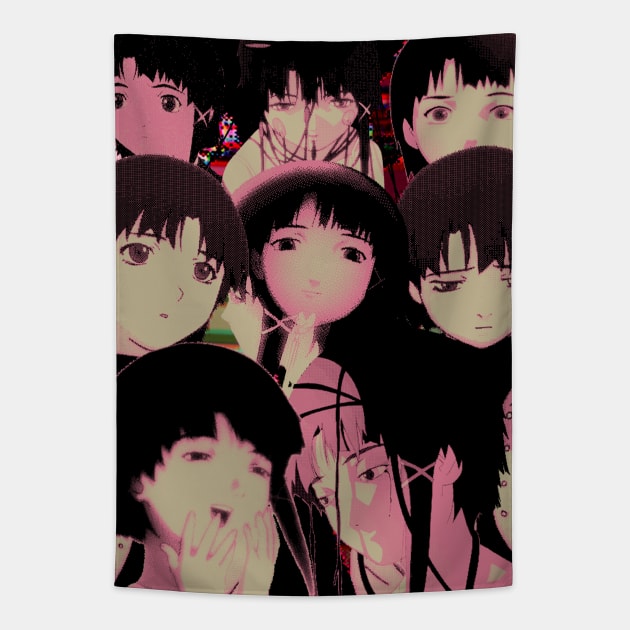 LAIN COLLAGE - SAD JAPANESE ANIME AESTHETIC Tapestry by Poser_Boy