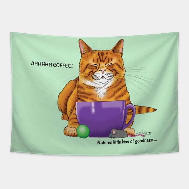 Coffee Cat Tapestry by tigressdragon