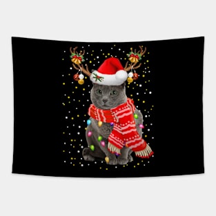 Russian Blue Cat Christmas Tapestry