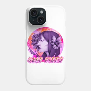 Good Vibes Beautiful Woman Floral Phone Case