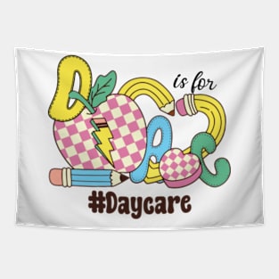 D Is For Daycare Teacher Groovy Back to School Tapestry