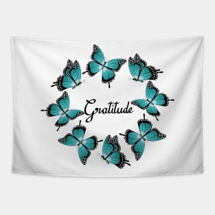 Gratitude - Blue Butterflies Tapestry