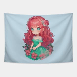 Mermaid Girl with Roses Tapestry