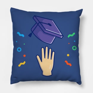 Graduation Hat, Hands And Confetti Cartoon (2) Pillow