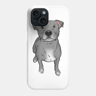 Gray Pitbull, Sitting Pittie Phone Case