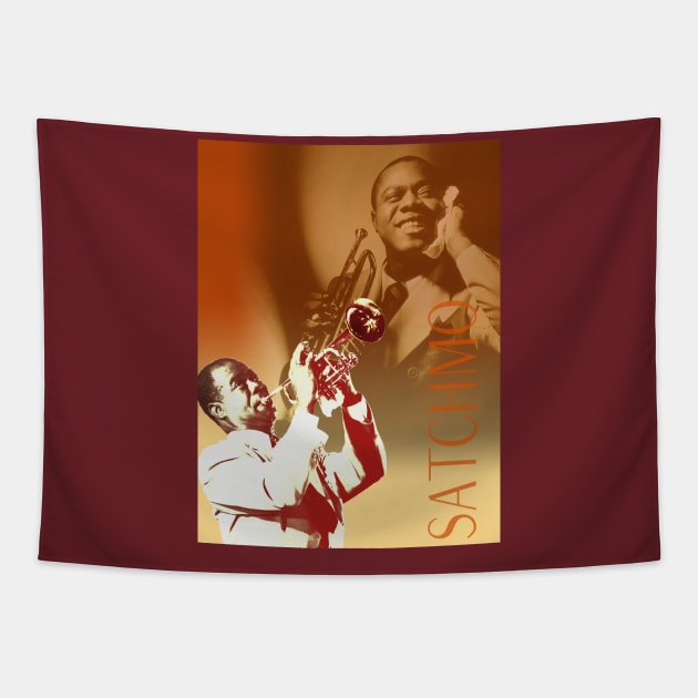 Louis Armstrong Collage Portrait Tapestry by Dez53