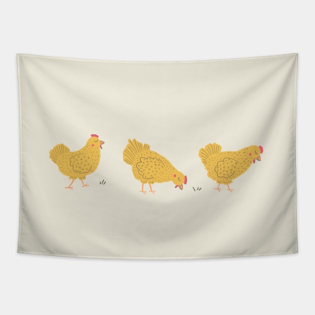 Hens on a Walk Tapestry by Jackie Hurd