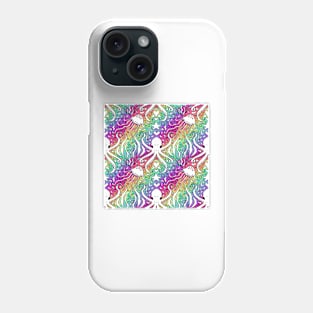 Rainbow Disco Octopus White on Swirls Phone Case