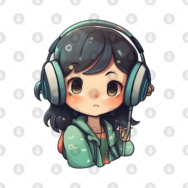 Cute headphone anime girl by AestheticsArt81