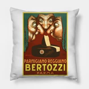 Bertozzi Parmigiano-Reggiano Cheese - Vintage Italian Advertising Poster Pillow