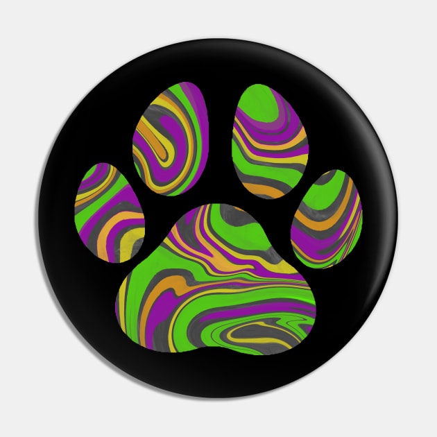 Green and Purple Witch's Brew Halloween Cat Paw Liquid Marble Design Pin by Rebekah Thompson