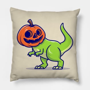 Cute Dino Pumpkin Halloween Cartoon Pillow