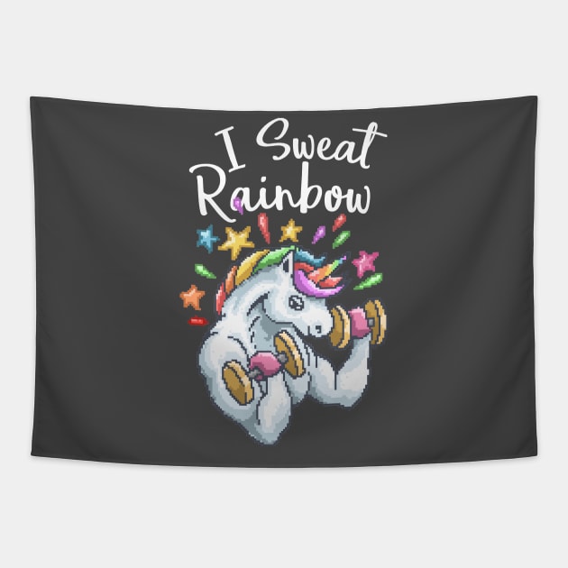 Sweat Rainbow Unicorn Retro Games 8 Bit 80s 90s Attire Tapestry by SpottydoggCreatives