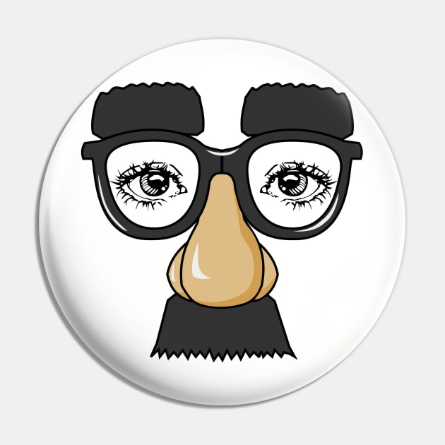 Funny Face Disgiuse - Funny Glasses Eyebrows Nose and Mustache Pin by BigRaysTShirts