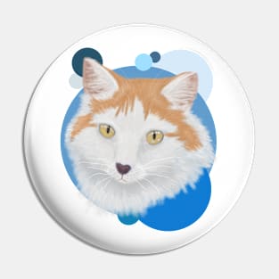 Ginger Cat- blue bubbles Pin