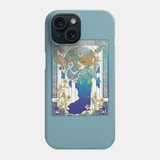 Celtic Woman (cream on blue) Phone Case