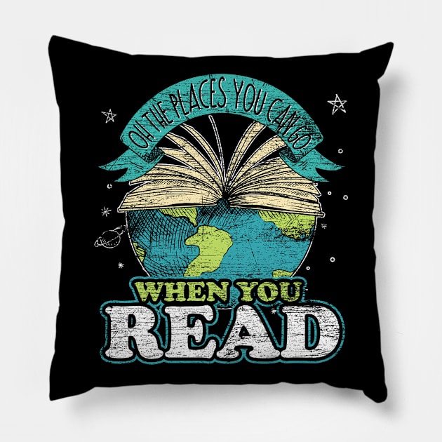 reading book retro Pillow by ShirtsShirtsndmoreShirts