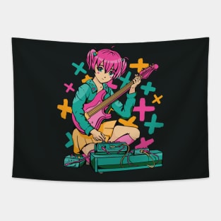 Cute Anime Girl with Guitar Tapestry