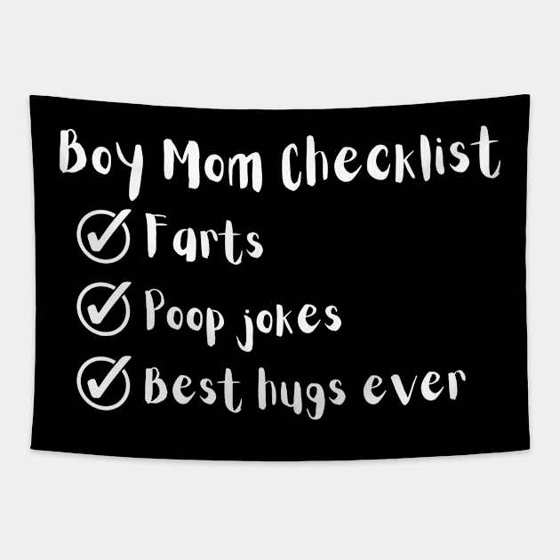 Boy mom checklist Tapestry by Dragon Shenanigans