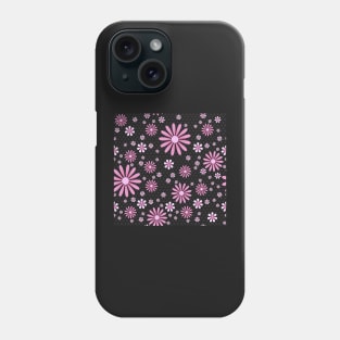 Flower Power Giant Daisies in Pink on Black Phone Case