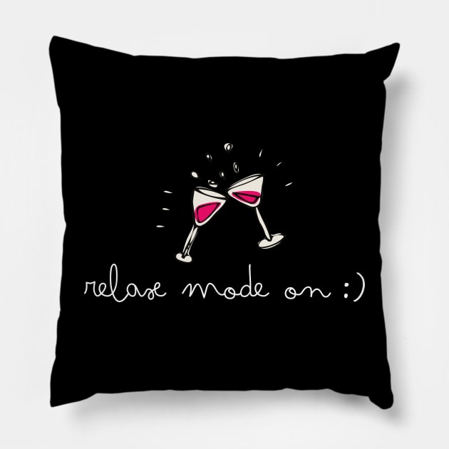 Relax mode on dark version Pillow by Monte Beats Prints
