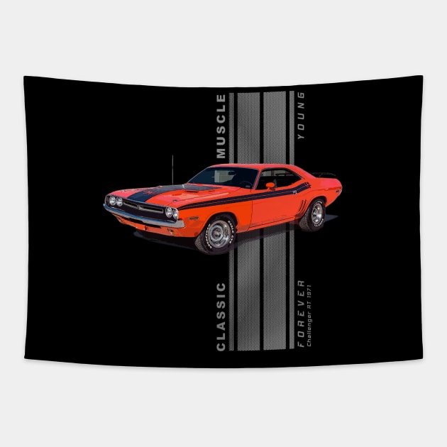 Challenger RT Classic American Muscle Cars Vintage Tapestry by Jose Luiz Filho