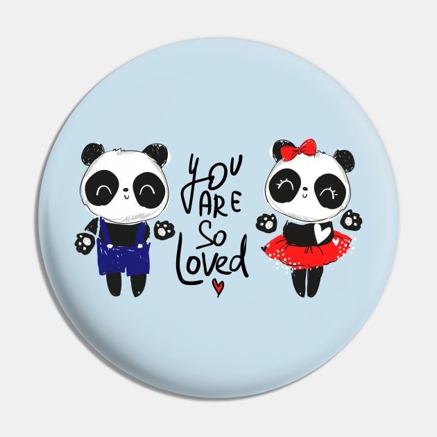 Panda Couple Loved Pin by Mako Design 