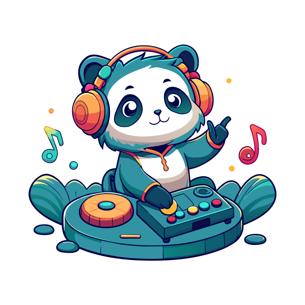 cute panda playing dj music by Shapwac12