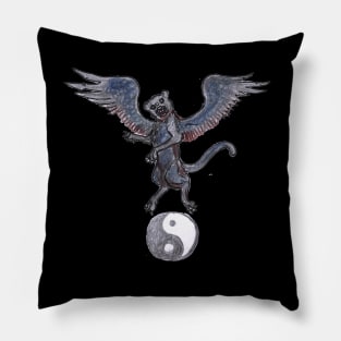 Black Panther Large Cat Feline Kitten Cat wings Winged Yin Yang Pillow