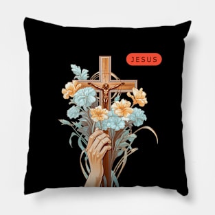 Good Friday jesus with beautiful flower Pillow