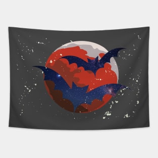 Red Full Moon Star Bat Tapestry