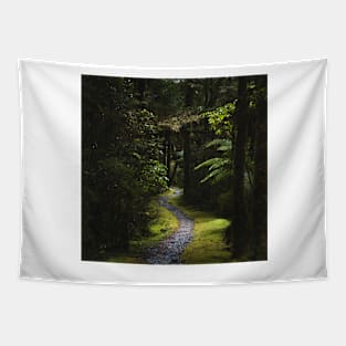 Narrow Green Forest Path in New Zealand Tapestry