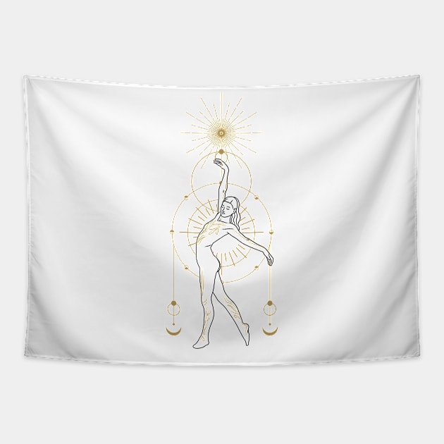 Dancer touching the stars Tapestry by Kahytal