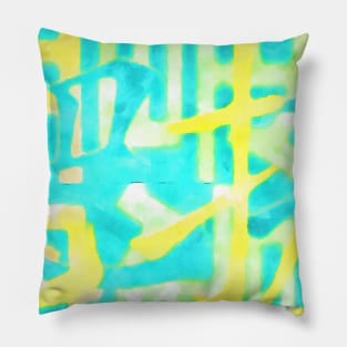 Yellow and aqua blue abstract Pillow