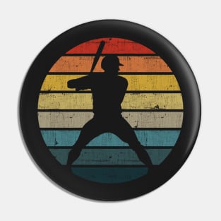 Baseball Silhouette On A Distressed Retro Sunset product Pin