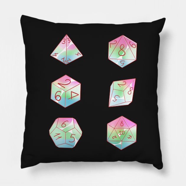 Pastel polysexual dice set Pillow by Itsacuteart