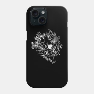 Skull with butterflies and lilies. Cool Hippie Skull Phone Case