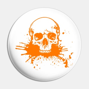 Orange Splash Skull Pin