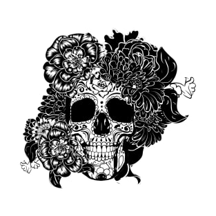 Sugar skull in black and white T-Shirt