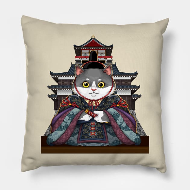 Asiatic emperor cat Pillow by Mako Design 