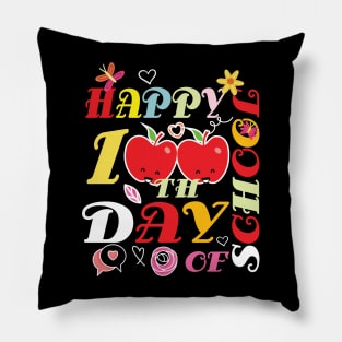 happy 100 Days Of school groovy 100th day school Teacher Kid Pillow