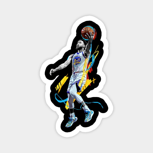 Stephen Curry Lay Up Black and White Magnet by awangwidyatama