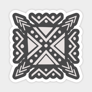 African tribal white color mudcloth motif on black Magnet