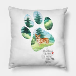 Pawprint Corgi Pillow